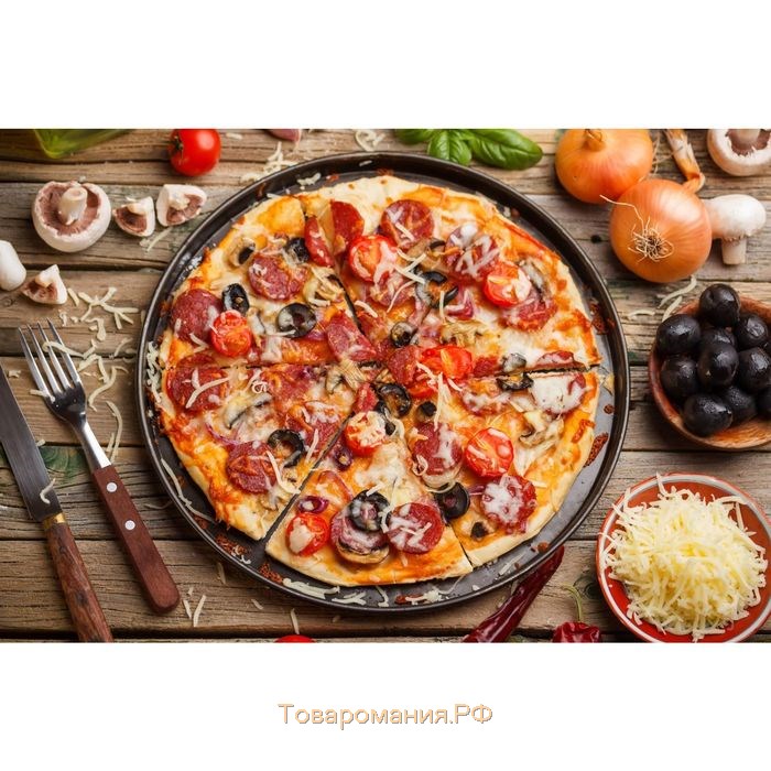 Набор форм для выпечки пиццы «Жаклин. Пицца», 3 предмета: d=23,5/26/29,5 см, антипригарное покрытие, цвет чёрный