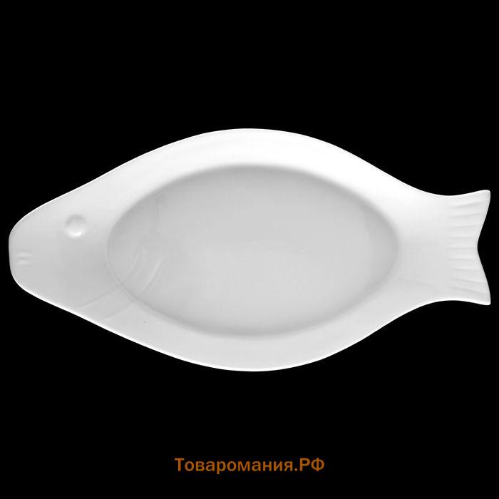 Блюдо для рыбы Wilmax, 25.5×12 см, фарфор, белое