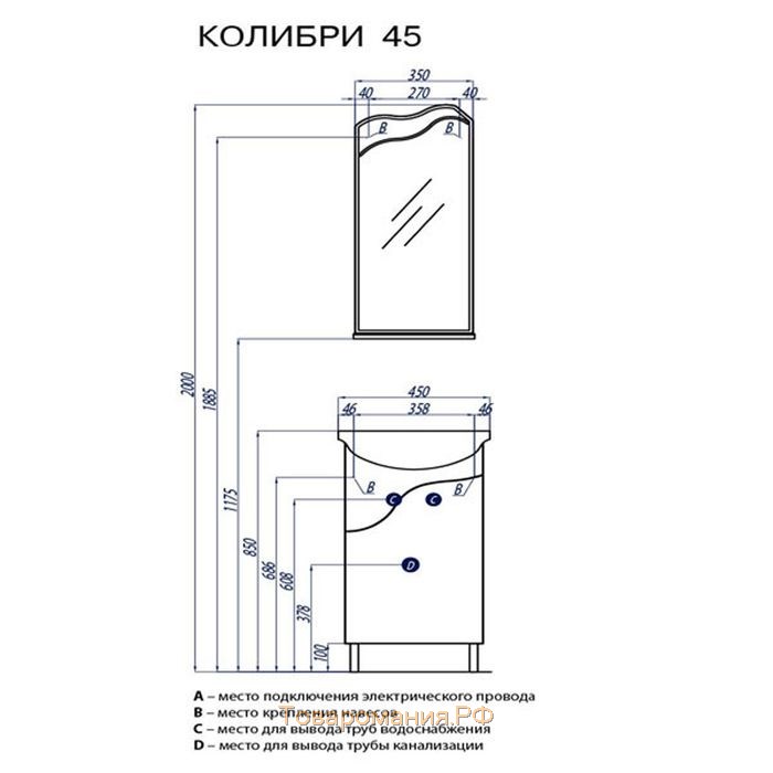 Зеркало «Колибри 45» Акватон, без светильника