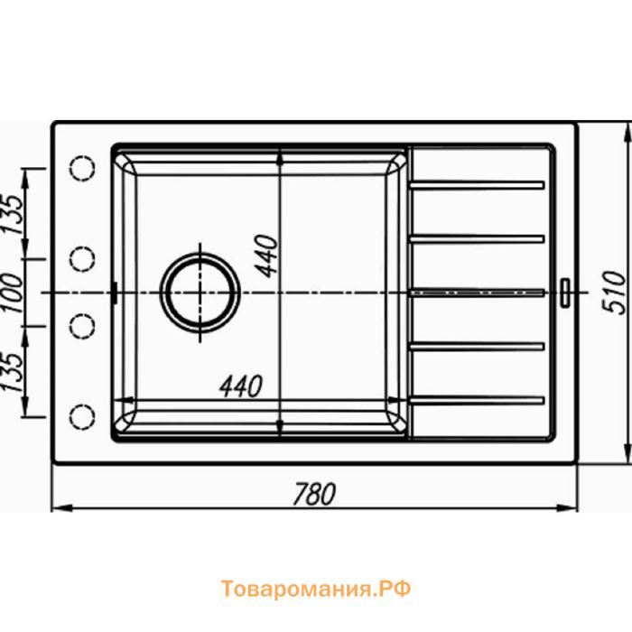 Мойка кухонная из камня Florentina «Липси-780», 780х510 мм, цвет чёрный