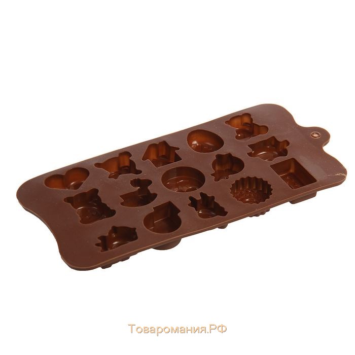 Форма для конфет и шоколада «Счастье есть», силикон, 21×11×1,5 см, 15 ячеек