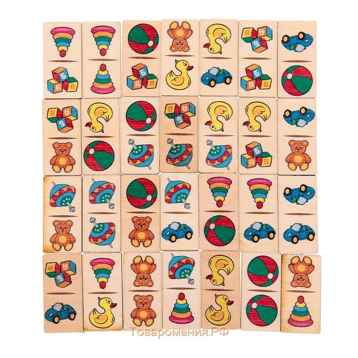 Домино «Детские игрушки», 28 элементов, размер плашки: 3х6х0.4 см