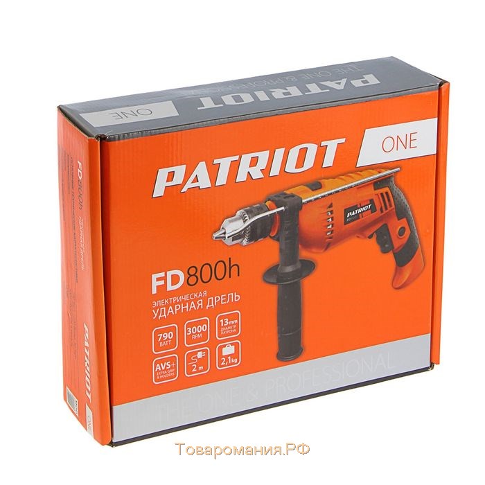 Дрель ударная PATRIOT FD800h, 790 Вт, 13 мм, глубиномер, с дополнительной ручкой