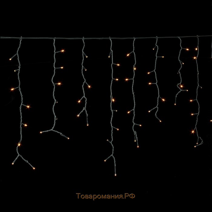 Гирлянда «Бахрома» 4 × 0.6 м, IP44, тёмная нить, 180 LED, свечение жёлтое, 8 режимов, 220 В