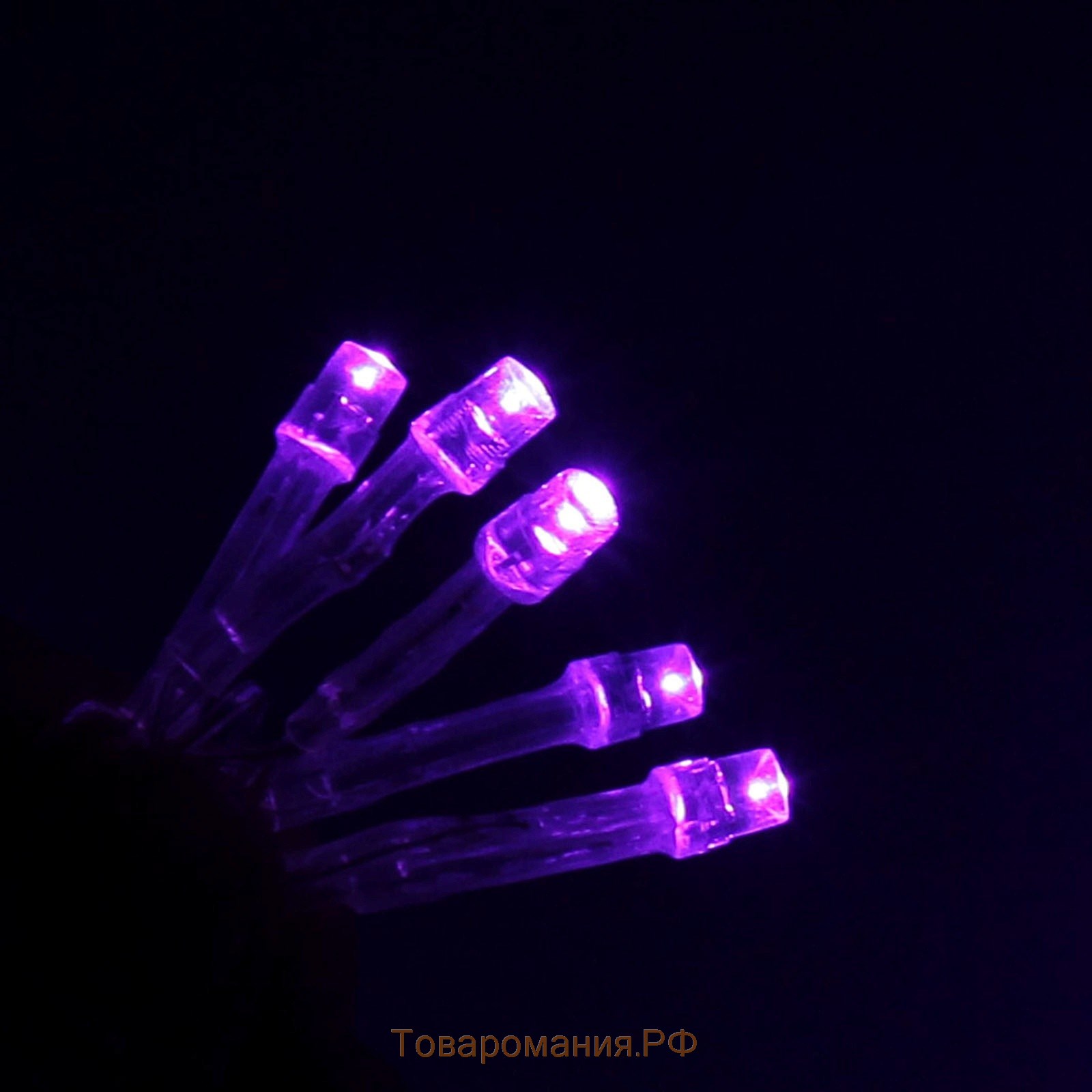 Гирлянда «Бахрома» 3 × 0.6 м, IP44, УМС, прозрачная нить, 160 LED, свечение фиолетовое, 220 В