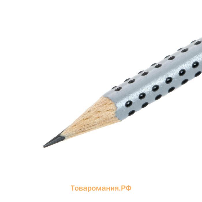 Карандаш чёрнографитный Faber-Castell Grip 2001 B профессиональный, трёхгранный корпус, массажные шашечки