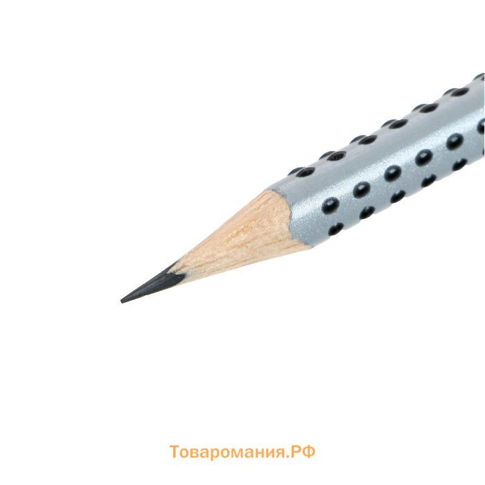 Карандаш чернографитный Faber-Castell профессиональные Grip 2001 с ластиком HB трёхгранный корпус, массажные шашечки