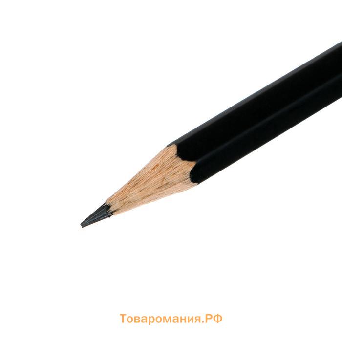 Карандаш чёрнографитный Faber-Castell HB 1112 с ластиком, чёрный