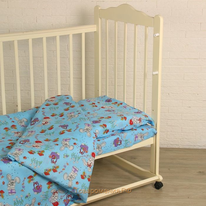 Детское постельное бельё BABY "Лесная сказка", цвет голубой, 112х147 см, 110х150 см, 60х60 см, бязь 142 гр/м
