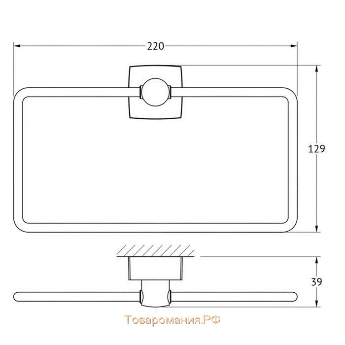 Держатель полотенца прямоугольный, хром, FBS