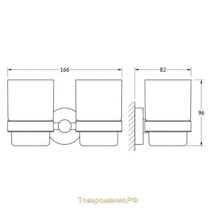 Держатель с двумя стаканами, матовое стекло, хром, ARTWELLE