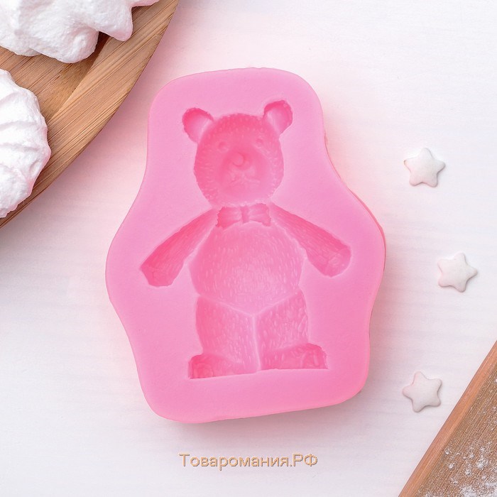 Молд «Мишка», силикон, 8×6,5 см, цвет розовый