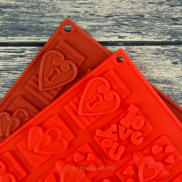 Форма для украшений «Любовь», силикон, 28,7×17,4 см, 16 ячеек (4,7×3,8 см), цвет МИКС