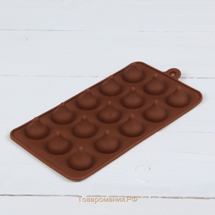 Форма для конфет и шоколада «Трюфель», силикон, 20,5×10,5 см, 15 ячеек (d=2,2 см), цвет коричневый