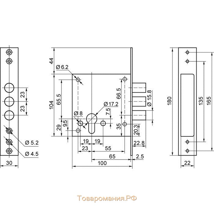 Замок врезной BORDER ЗВ 1-8 Г.В20.У2 87316, под ц/м, б/о, б/ручки