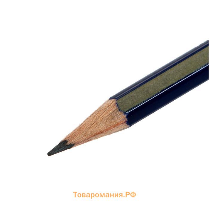 Карандаш чёрнографитный Faber-Castell GOLDFABER 1222 B, с ластиком, шестигранный, цена за 1 штуку