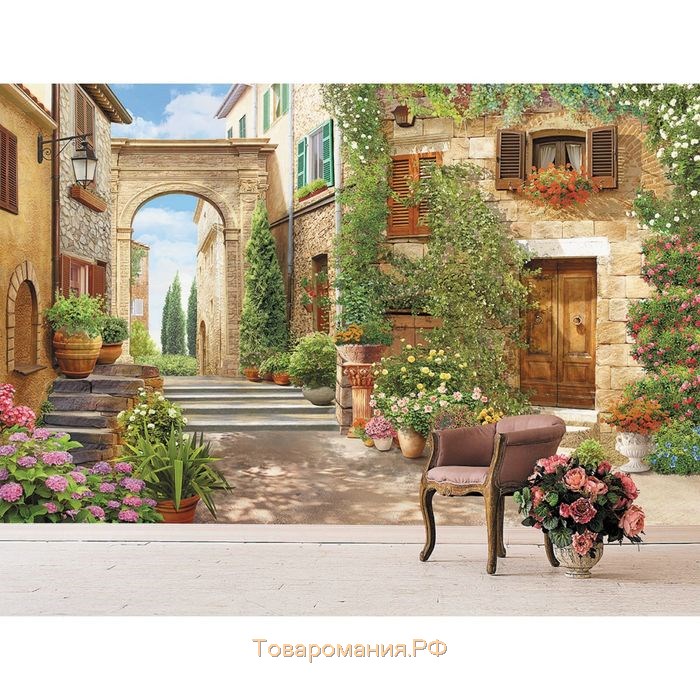 Фотообои "Итальянский дворик" M 798 (3 полотна), 300х200 см