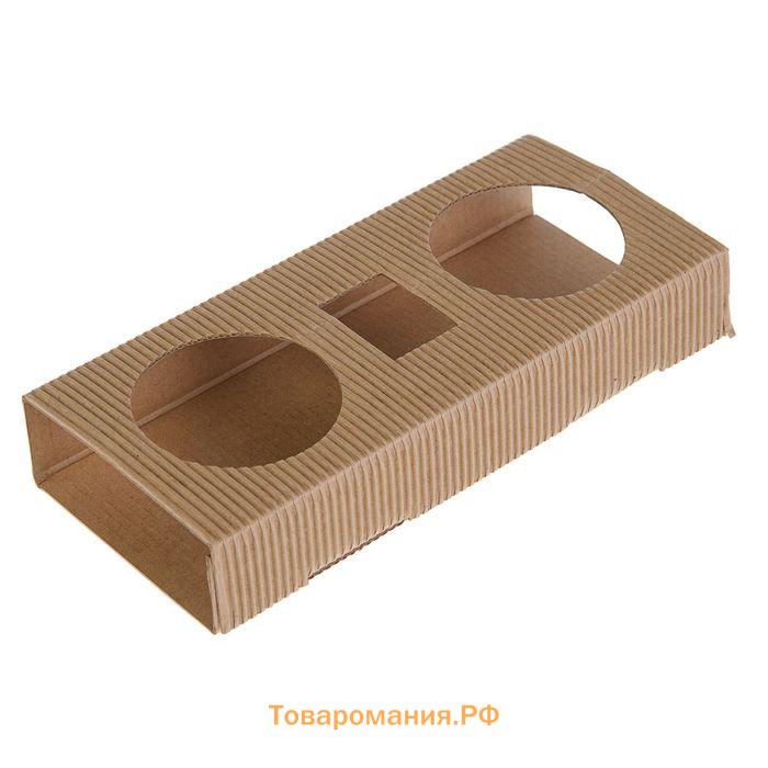 Подарочная коробка под бутылки «Сумка с ёлкой», бурая, сборная, 24×13.5×40 см