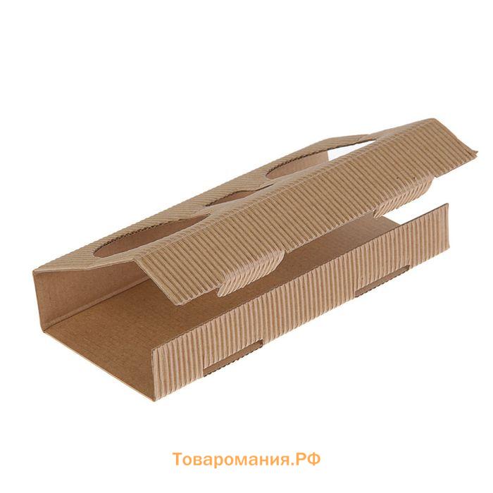 Подарочная коробка под бутылки «Сумка с ёлкой», бурая, сборная, 24×13.5×40 см