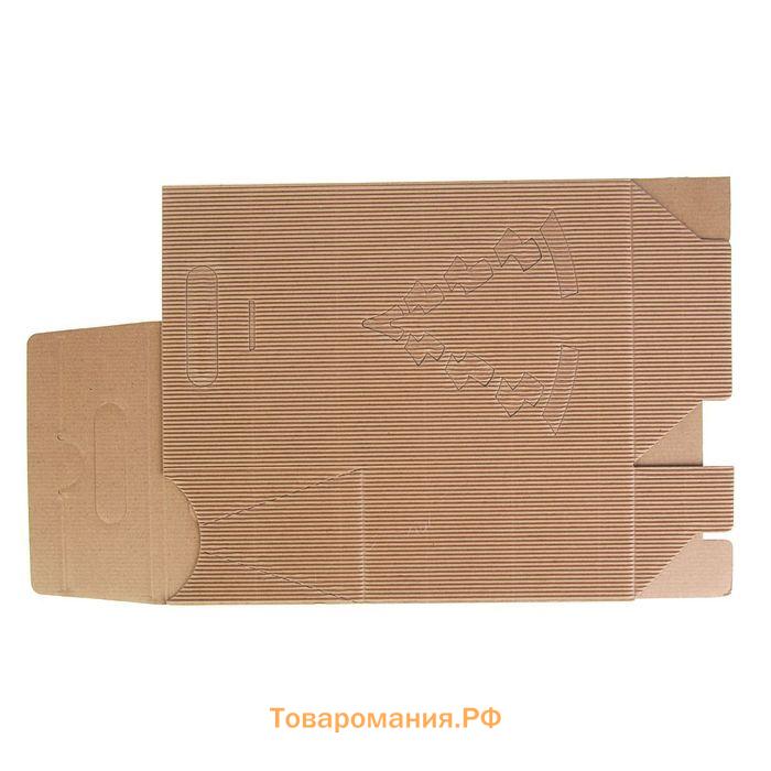 Подарочная коробка под бутылки «Сумка с ёлкой», бурая, сборная, 24×13.5×40 см