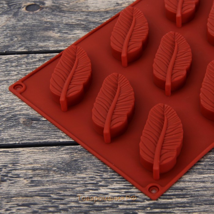Форма для конфет и шоколада «Декор. Перо», силикон, 29×16×1,5 см, 12 ячеек, цвет МИКС