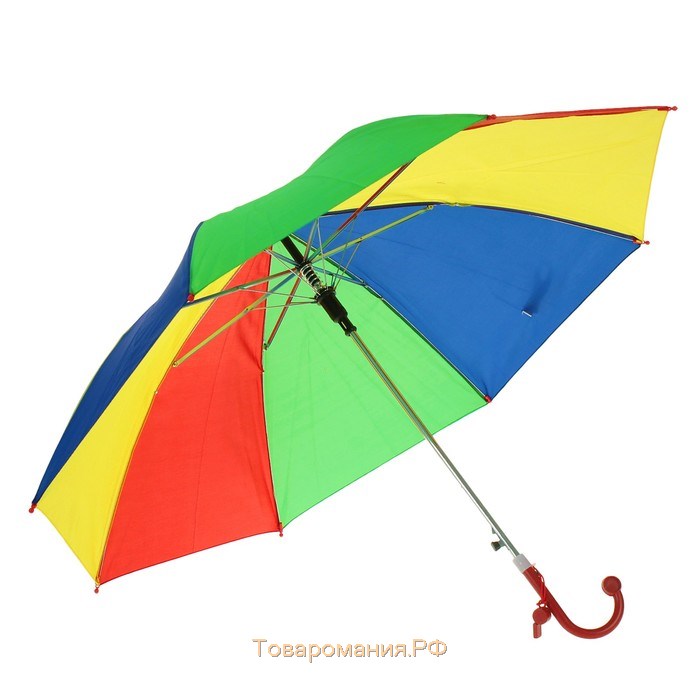 Зонт-трость «Радуга», полуавтоматический, со свистком, R=38см, цвета МИКС
