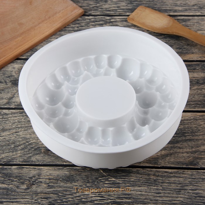 Форма для муссовых десертов и выпечки «Морская пена», силикон, 24×8 см, цвет белый