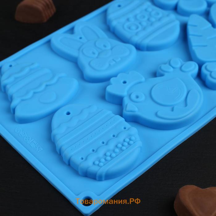 Форма для шоколада «Животные», силикон, 30×17×1 см, 8 ячеек (7,7×6 см), цвет МИКС