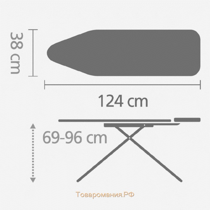 Гладильная доска Brabantia, размер 124х38 см, принт цветок хлопка