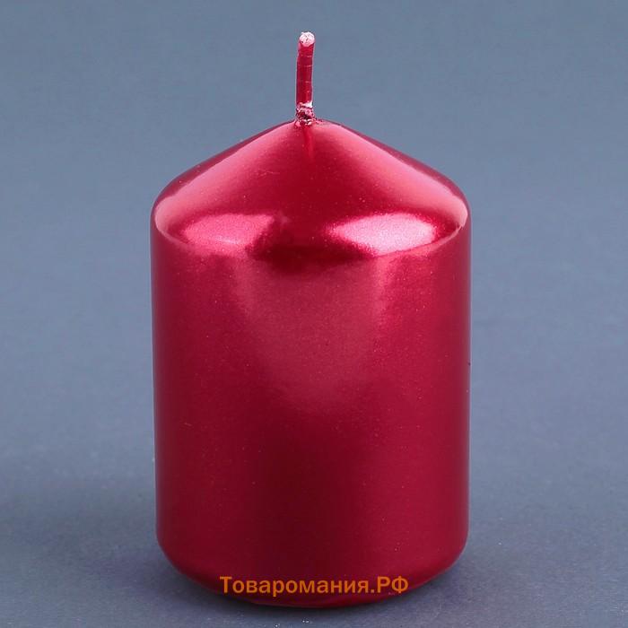 Свеча "Столбик", красный металлик, 5,5×8см