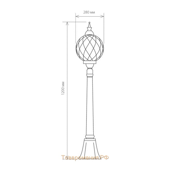 Светильник Elektrostandard, 60 Вт, E27, IP44, на столбе, h=1230 мм, Sirius F