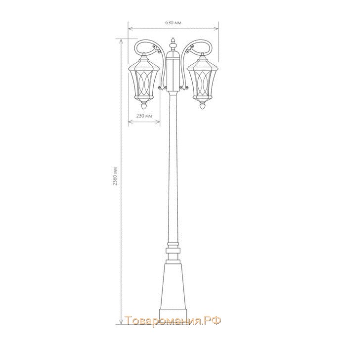 Светильник Elektrostandard, 2x60 Вт, E27, IP44, на столбе, h=2360 мм, Virgo F/2 капучино