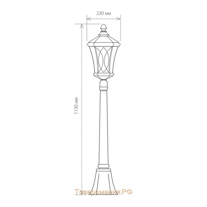 Светильник Elektrostandard, 60 Вт, E27, IP44, на столбе, h=1130 мм, Virgo F черное золото