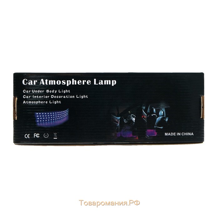 Подсветка салона 12 LED-5050, 22 см, пульт, светомузыка, мультисвет RGB, 4 шт