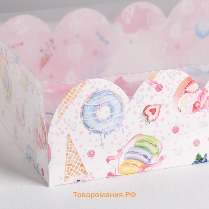 Коробка для печенья, кондитерская упаковка с PVC крышкой, «Вкусности», 20 х 30 х 8 см