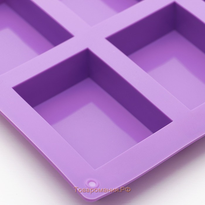 Форма для выпечки «Фигуры.Прямоугольник», силикон, 22×20,5×2,5 см, 6 ячеек (5,5×8 см), цвет МИКС