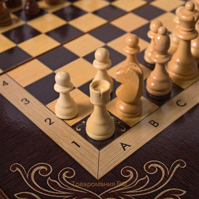 Шахматы деревянные большие "Галант", 50 х 50 см, настольные, король h-9 см, пешка h-4.5 см