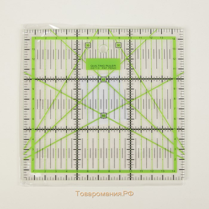 Линейка для квилтинга и пэчворка, 15 × 15 см, толщина 2,5 мм, цвет МИКС