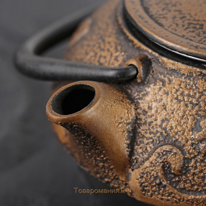 Чайник чугунный «Волна. Этно», 300 мл, с ситом, цвет бронзовый