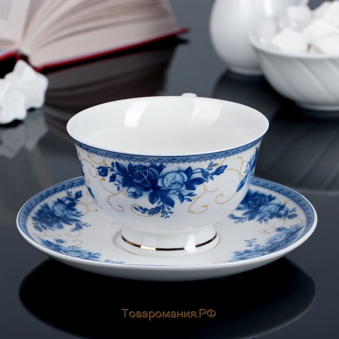 Чайная пара «Аззурро», 2 предмета: чашка 240 мл, блюдце d=15,2 см, цвет белый
