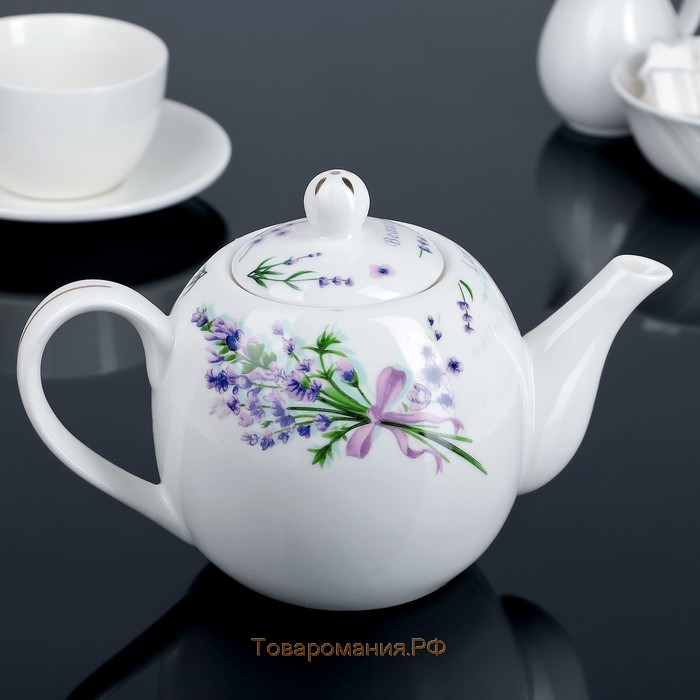 Чайник фарфоровый заварочный «Лаванда», 800 мл, цвет белый