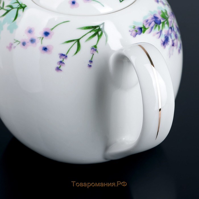 Чайник фарфоровый заварочный «Лаванда», 800 мл, цвет белый