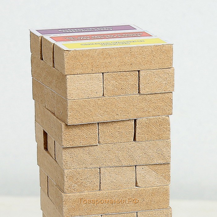 Падающая башня дженга, настольная игра,  "Вечеринка", 54 бруска с заданиями, 30 х 8 см