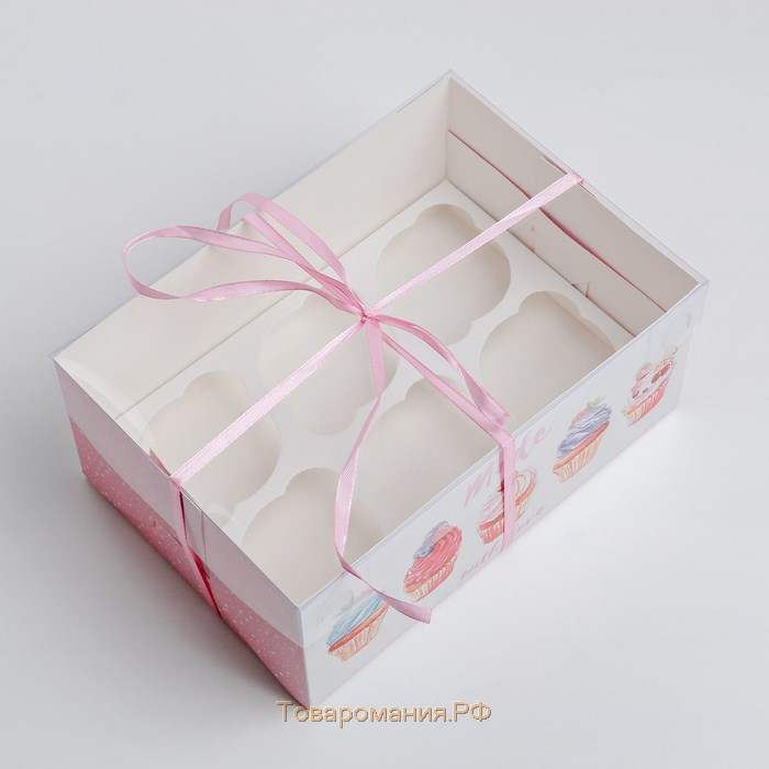 Коробка для капкейков, кондитерская упаковка, 6 ячеек «Made with love», 23 х 16 х 10 см