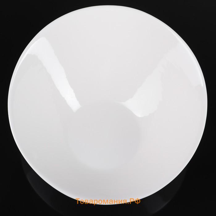 Салатник фарфоровый «Глория», 450 мл, d=21 см, цвет белый