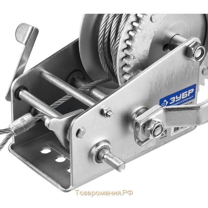 Лебедка ручная "ЗУБР" ПРОФЕССИОНАЛ 43113-1.1_z01, барабанная, тяговая, тросовая, 1.1 т, 8м