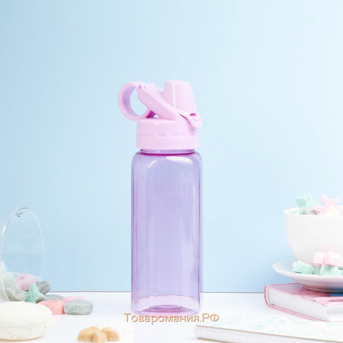 Бутылка для воды спортивная прозрачная, 450 мл, 20 х 8 см, микс