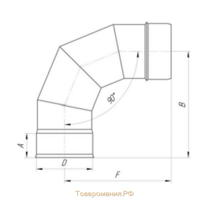 Отвод 90°, d 115 мм, нержавейка 0.5 мм