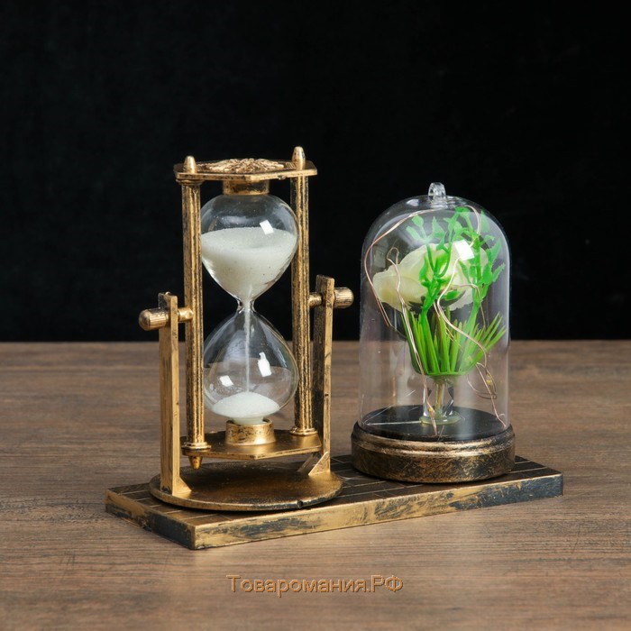 Песочные часы "Роза", сувенирные, с подсветкой, 15 х 9 х 14 см