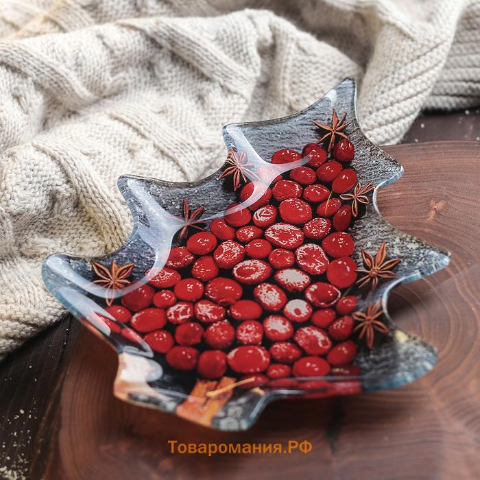 Блюдо сервировочное  «Ёлочка. Новый год», 16.9×20.3 см, стекло